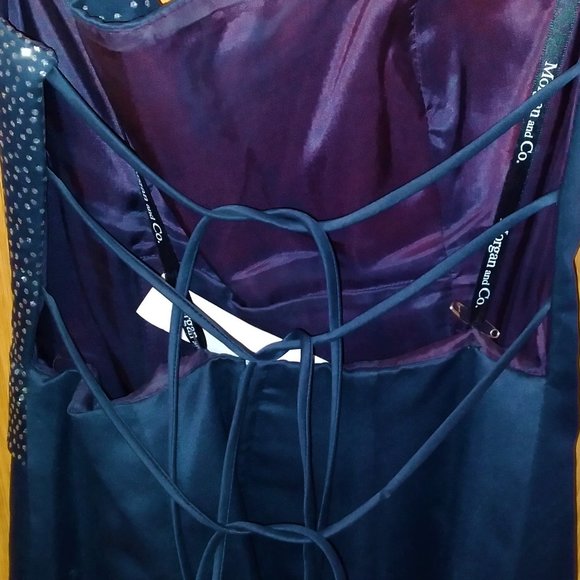 Vintage Beautiful Morgan and Co. Dark Blue Prom/Formal Dress - 2002 - Size 1/2 - Picture 7 of 12